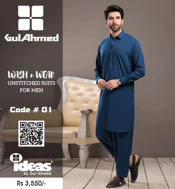 Navy Blue Classic - GulAhmed Winter Wash & Wear Suit