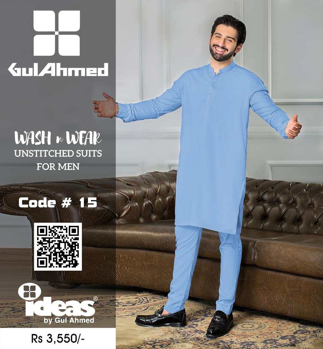 Sky Blue Classic - GulAhmed Winter Wash & Wear Suit