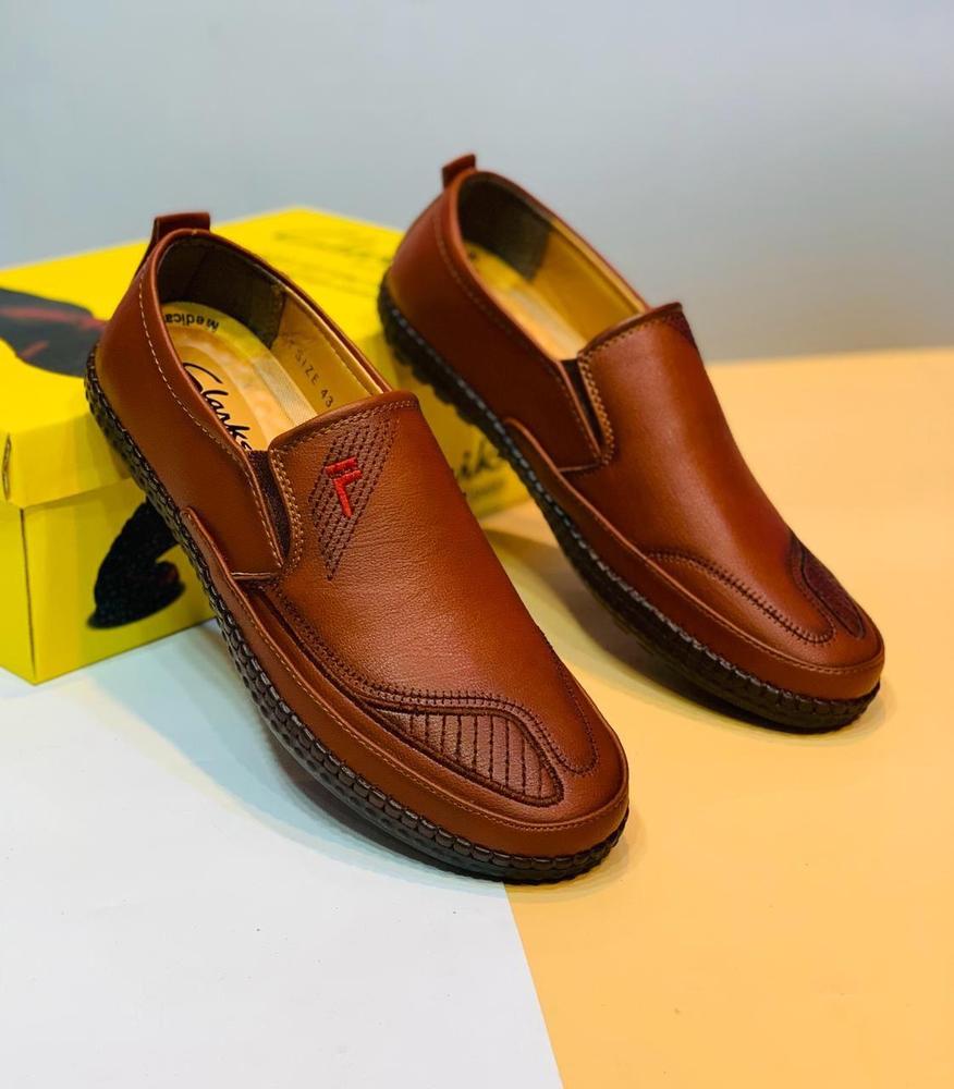 Brown PU Leather Loafers