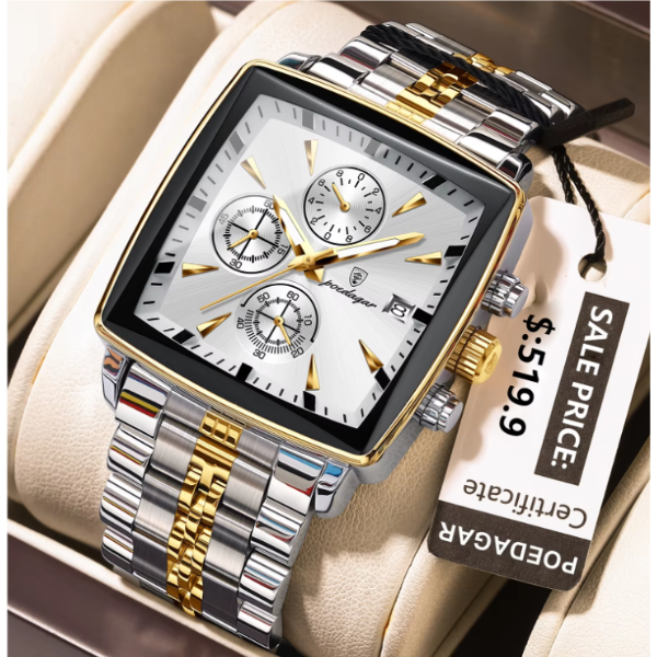 POEDAGAR Luxury Square Sport Man Wristwatch