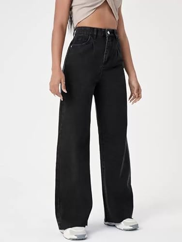 Denim Jeans Black Women High Waist Wide Leg