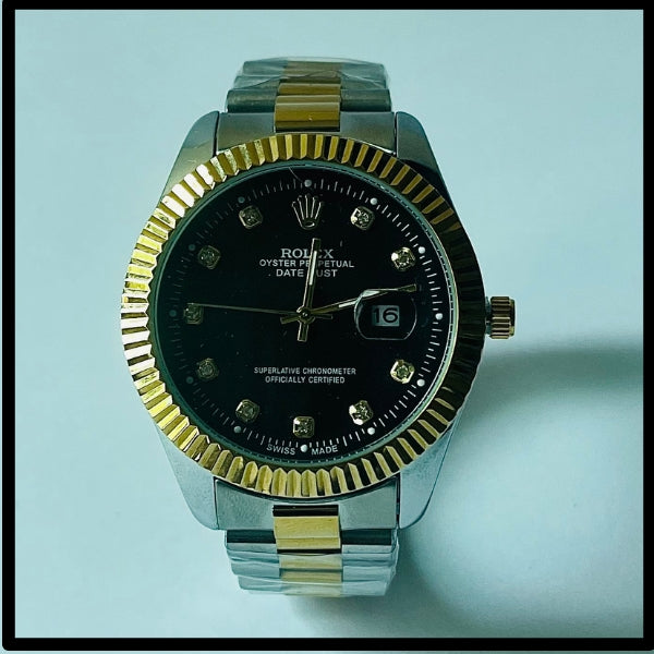 Rolex Black Dial 2-Tone Chain