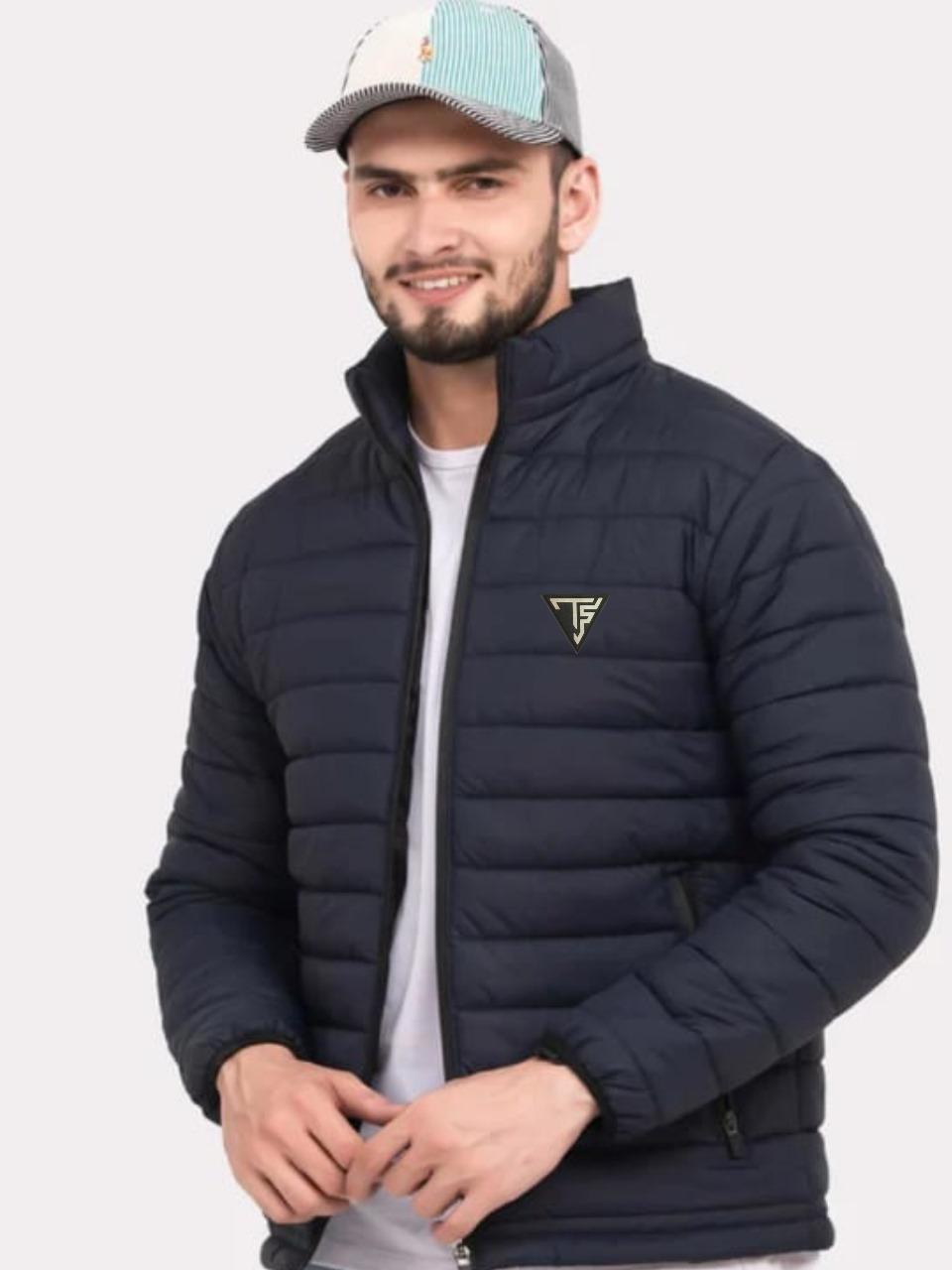 Men's Blue Classic Plain Puffer Jacket