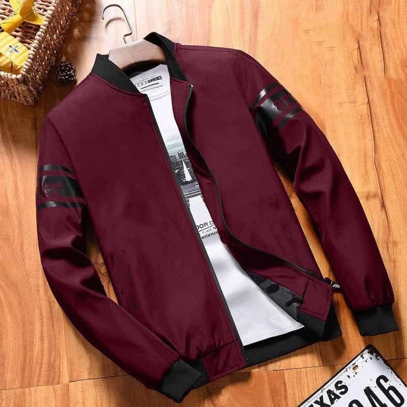 Classic Maroon Men's Plain Fleece Jacket