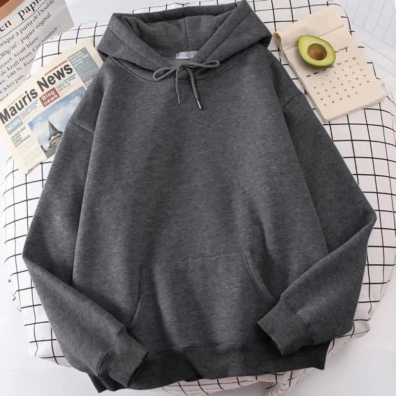 Fleece Comfortable Grey Hooded Hoodie