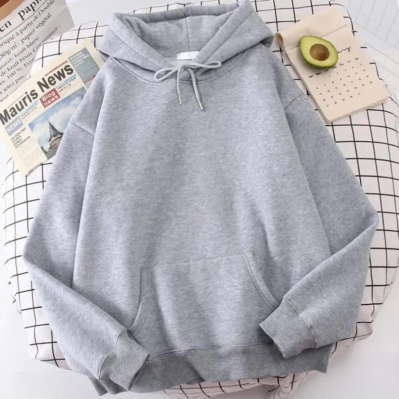 Fleece Comfortable Light Grey Hooded Hoodie