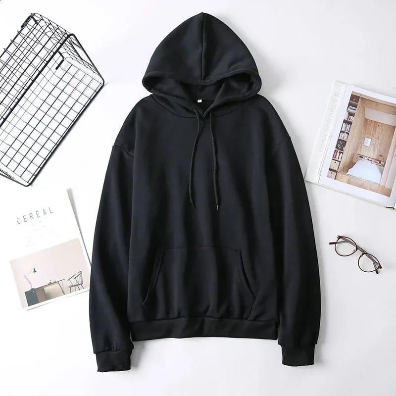 Fleece Comfortable Black Hooded Hoodie