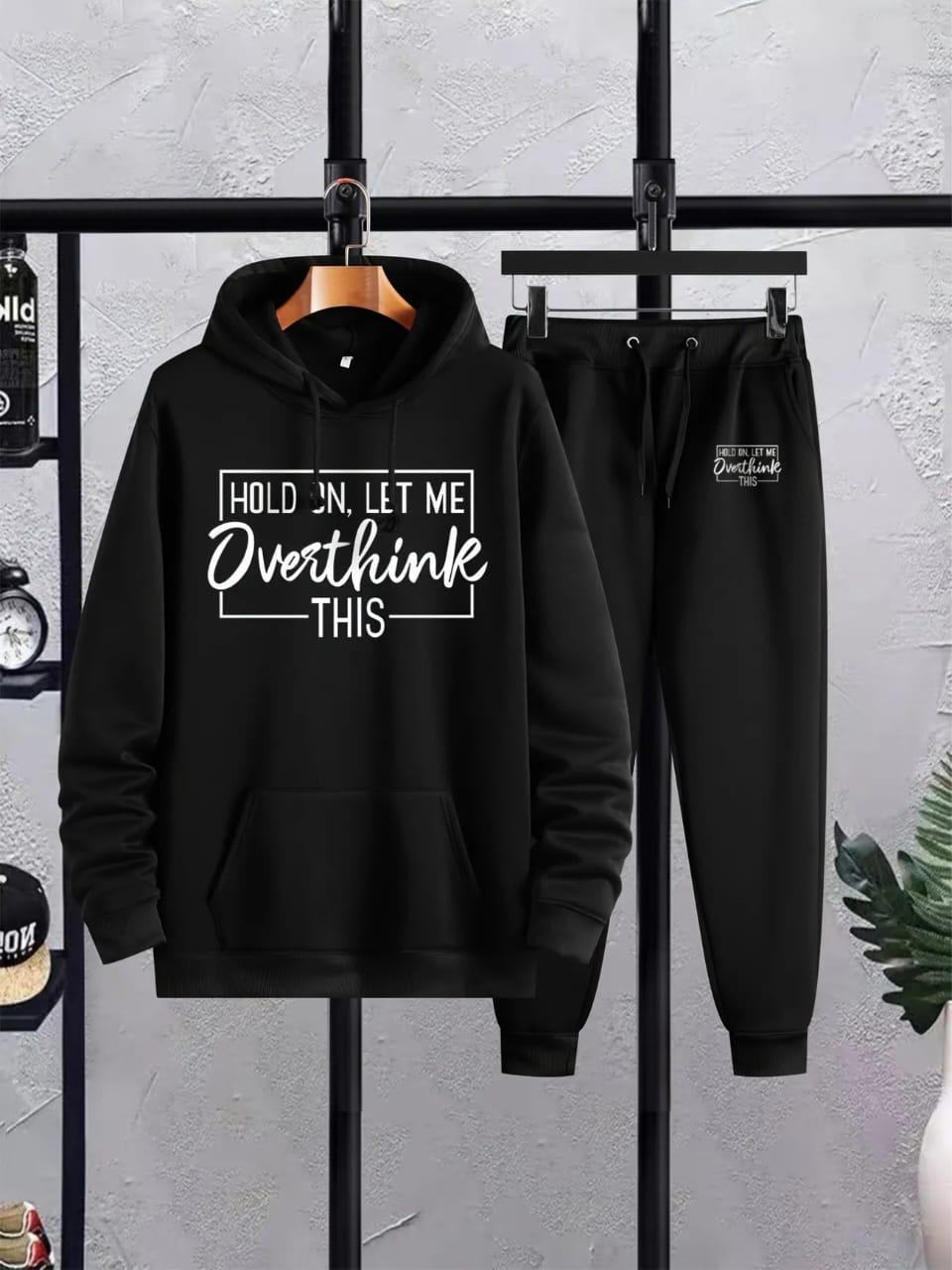 Printed Fleece Hoodie Tracksuit Black in 3Designs