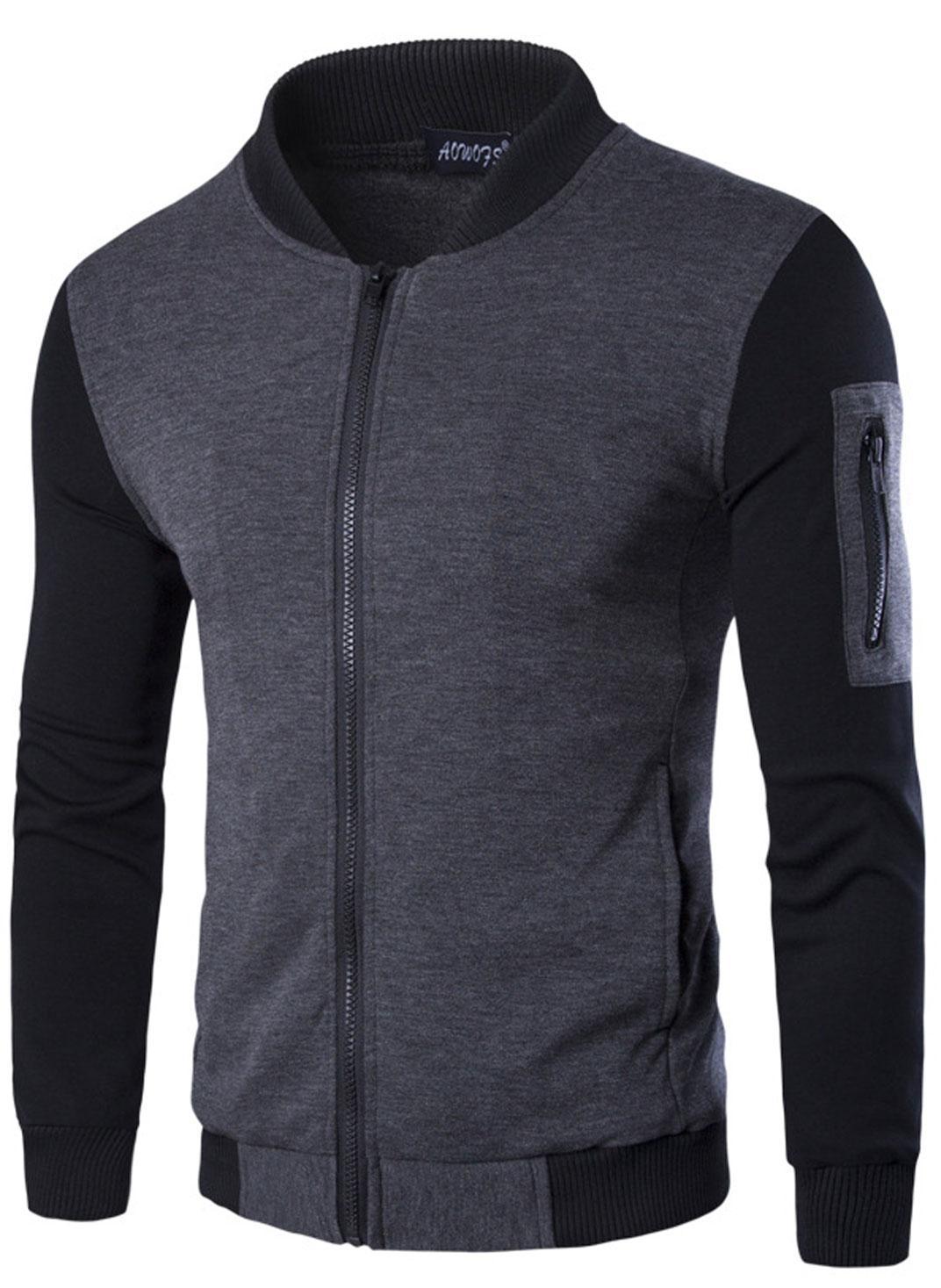 Men's Fleece Plain Jacket - Mexican Style Grey-Black