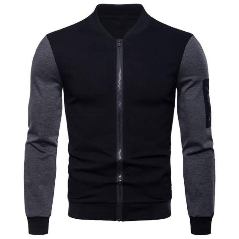 Men's Fleece Plain Jacket - Mexican Style Black-Grey