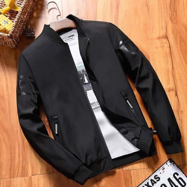 Classic Black Men's Plain Fleece Jacket