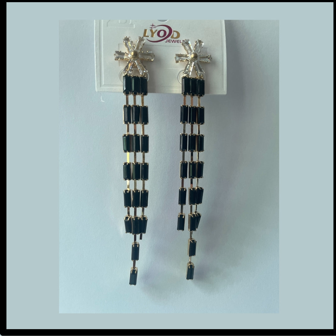 Earrings Elegant Black and white crystal J_15