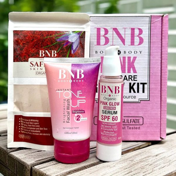 BNB Pink Glow Kit – Toneup Facewash, Saffron Mask & Pink Glow Sunscreen