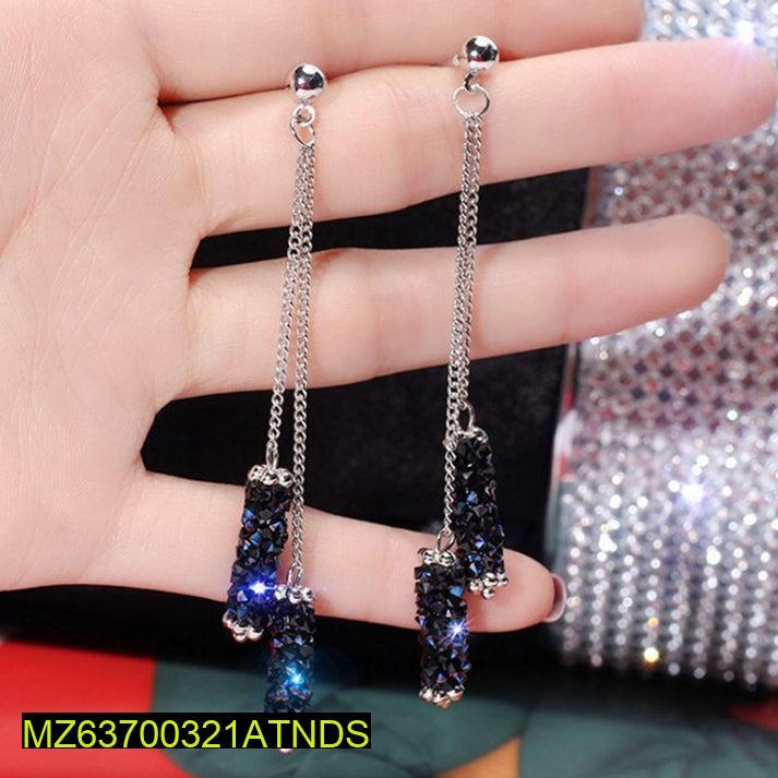 Crystal Shiny Tassel Earrings | Elegant and Sparkling Jewelry