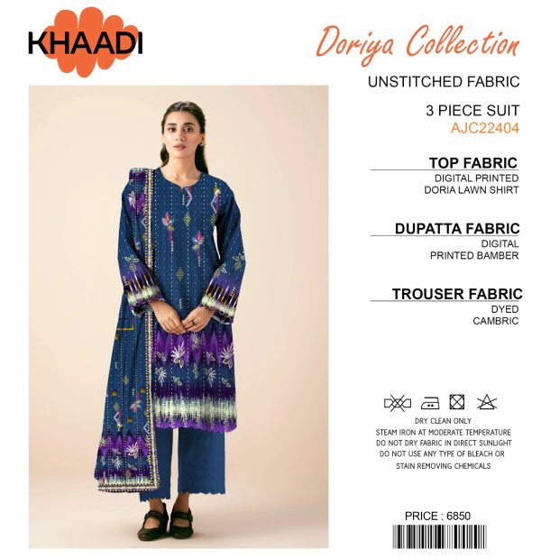 Khaadi Doriya 3-Piece Lawn Collection | Unstitched Casual Wear Fabric_2303769