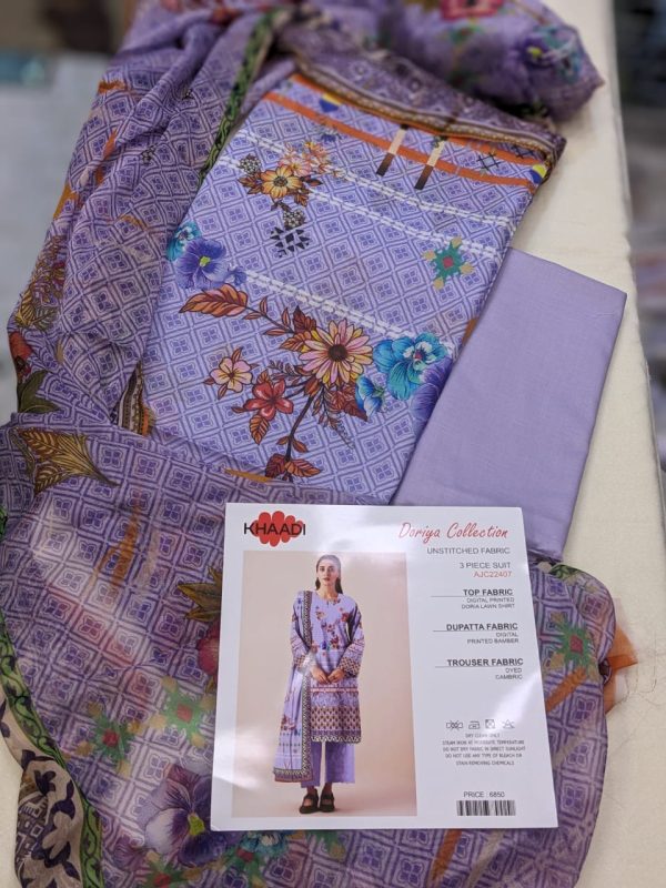 Khaadi Doriya Collection 3 Pcs Lawn | Unstitched Fabric Casual Wear_2304088