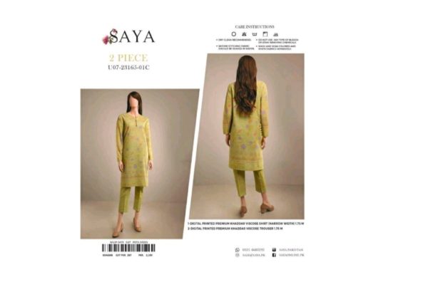 Saya 2pcs Unstitch Khaddar Collection Shirt & Trouser (01c)