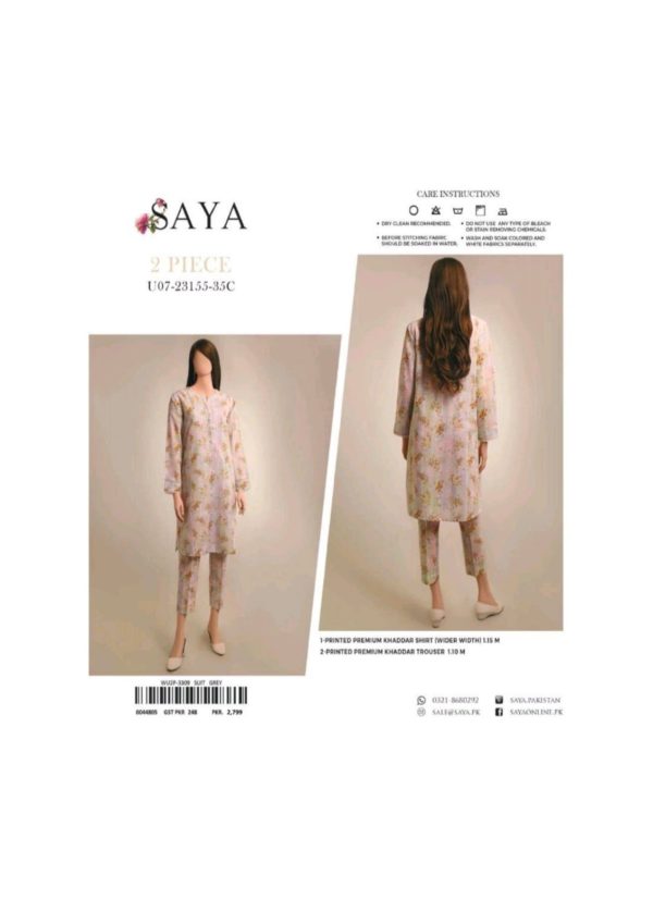 Saya 2pcs Unstitch Khaddar Collection Shirt & Trouser (35c)