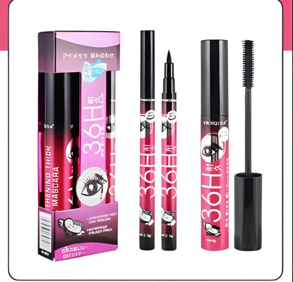 Yanqina 2-in-1 Black Liquid Eyeliner & 3D Mascara Set – Quick Dry, Waterproof, Non-Smudge